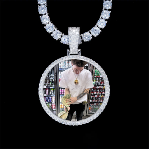 925S & VVS Moissanite 3D Circle Custom Picture Pendant