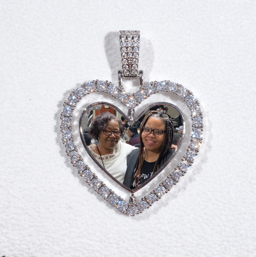 3D Spinning 2-Faced Heart Custom Picture Pendant