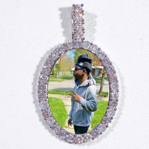 Large 3D Oval Custom Picture Pendant