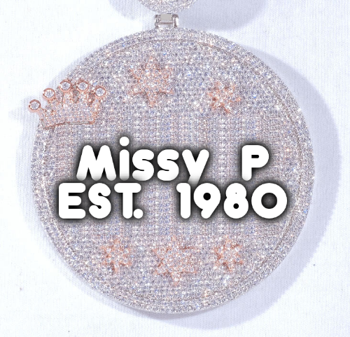 CUSTOM LETTER NECKLACE 3D BIG CROWN DISC