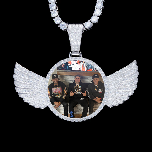 925S & VVS Moissanite 3D Wing Custom Picture Pendant
