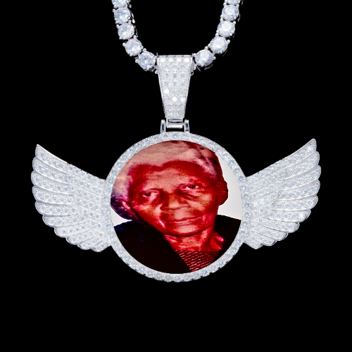 925S & VVS Moissanite 3D Wing Custom Picture Pendant