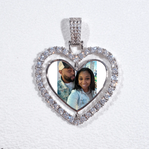 3D Spinning 2-Faced Heart Custom Picture Pendant