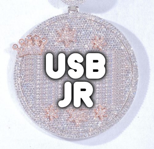 CUSTOM LETTER NECKLACE 3D BIG CROWN DISC