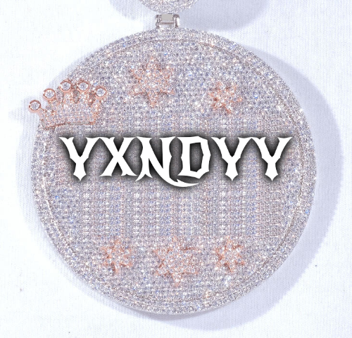 CUSTOM LETTER NECKLACE 3D BIG CROWN DISC