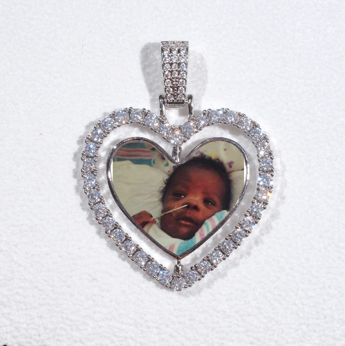 3D Spinning 2-Faced Heart Custom Picture Pendant