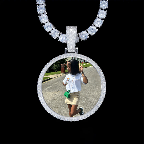 925S & VVS Moissanite 3D Circle Custom Picture Pendant