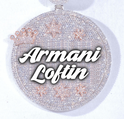CUSTOM LETTER NECKLACE 3D BIG CROWN DISC
