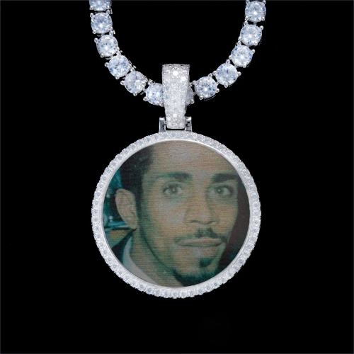 925S & VVS Moissanite 3D Circle Custom Picture Pendant