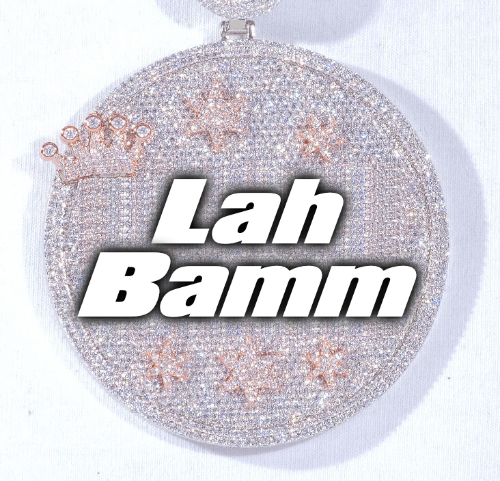 CUSTOM LETTER NECKLACE 3D BIG CROWN DISC