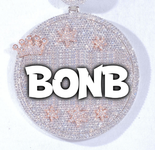 CUSTOM LETTER NECKLACE 3D BIG CROWN DISC