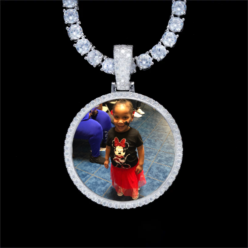 925S & VVS Moissanite 3D Circle Custom Picture Pendant