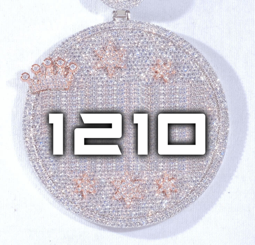 CUSTOM LETTER NECKLACE 3D BIG CROWN DISC