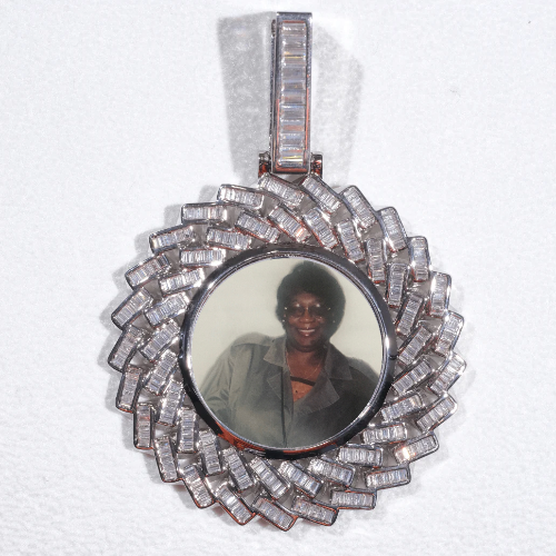 Large 3D Baguette Custom Picture Pendant