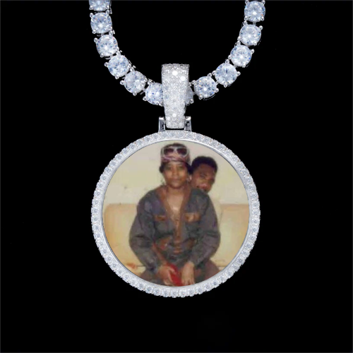 925S & VVS Moissanite 3D Circle Custom Picture Pendant