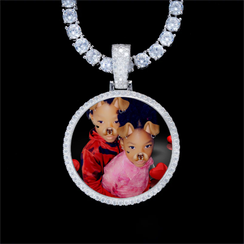 925S & VVS Moissanite 3D Circle Custom Picture Pendant