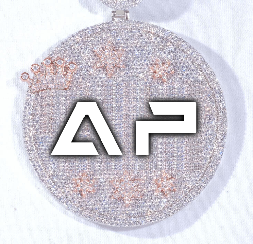 CUSTOM LETTER NECKLACE 3D BIG CROWN DISC