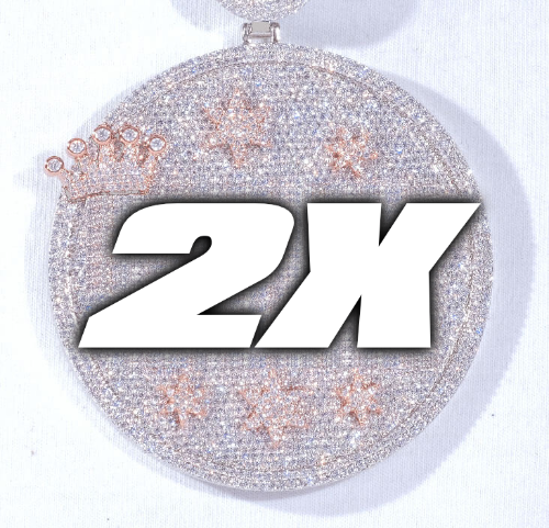 CUSTOM LETTER NECKLACE 3D BIG CROWN DISC