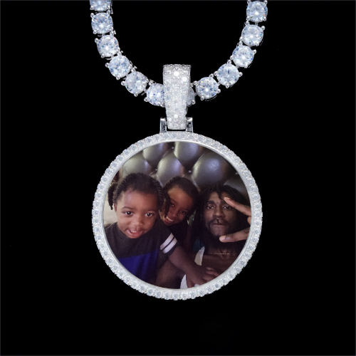 925S & VVS Moissanite 3D Circle Custom Picture Pendant