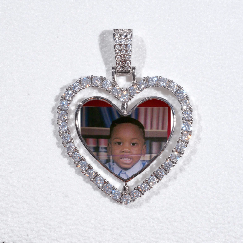3D Spinning 2-Faced Heart Custom Picture Pendant