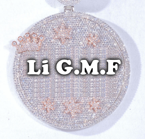 CUSTOM LETTER NECKLACE 3D BIG CROWN DISC