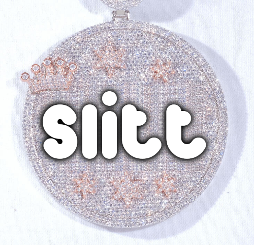 CUSTOM LETTER NECKLACE 3D BIG CROWN DISC