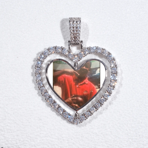 3D Spinning 2-Faced Heart Custom Picture Pendant