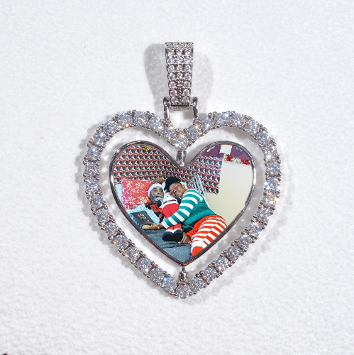 3D Spinning 2-Faced Heart Custom Picture Pendant