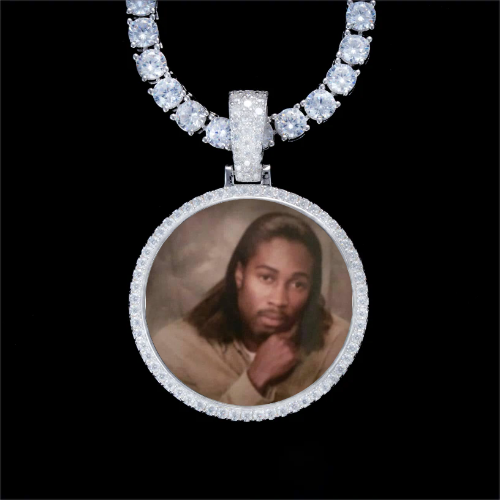 925S & VVS Moissanite 3D Circle Custom Picture Pendant
