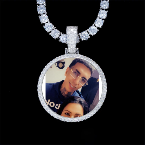 925S & VVS Moissanite 3D Circle Custom Picture Pendant