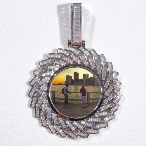 Large 3D Baguette Custom Picture Pendant