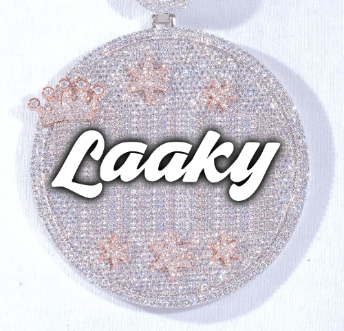 CUSTOM LETTER NECKLACE 3D BIG CROWN DISC