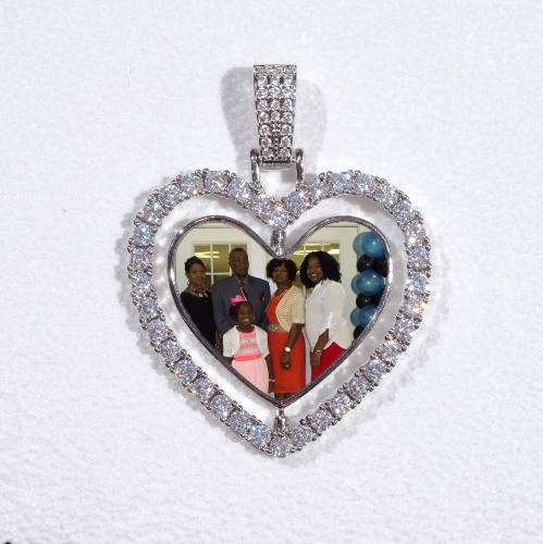 3D Spinning 2-Faced Heart Custom Picture Pendant