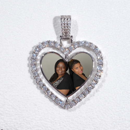 3D Spinning 2-Faced Heart Custom Picture Pendant