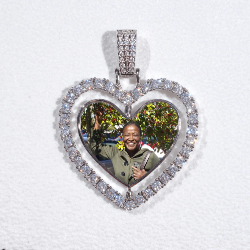 3D Spinning 2-Faced Heart Custom Picture Pendant
