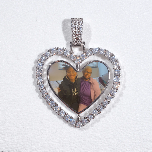 3D Spinning 2-Faced Heart Custom Picture Pendant