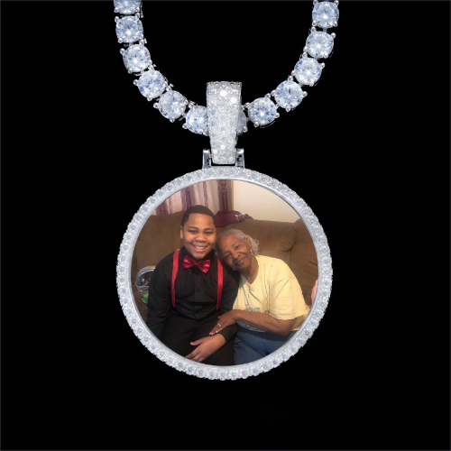 925S & VVS Moissanite 3D Circle Custom Picture Pendant