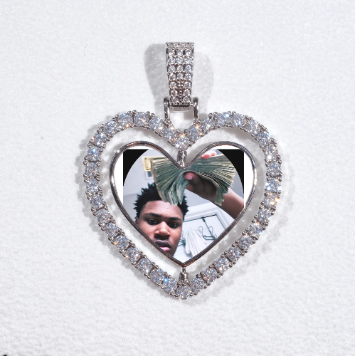 3D Spinning 2-Faced Heart Custom Picture Pendant