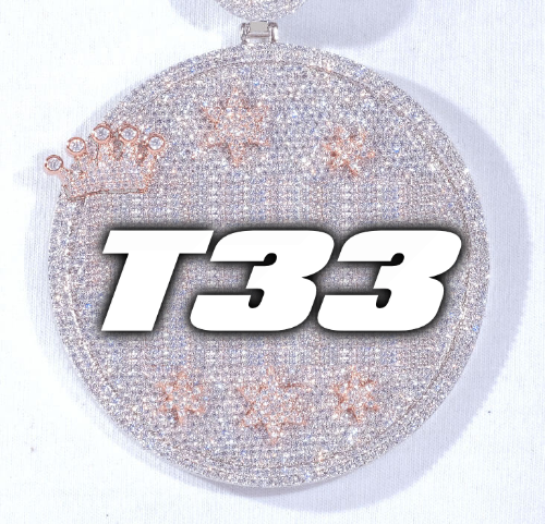 CUSTOM LETTER NECKLACE 3D BIG CROWN DISC