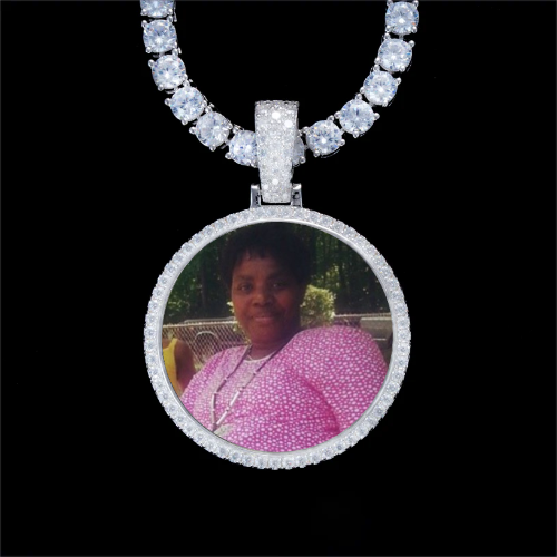 925S & VVS Moissanite 3D Circle Custom Picture Pendant