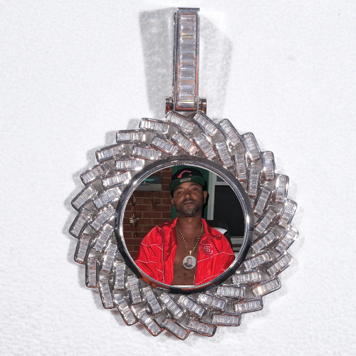 Large 3D Baguette Custom Picture Pendant