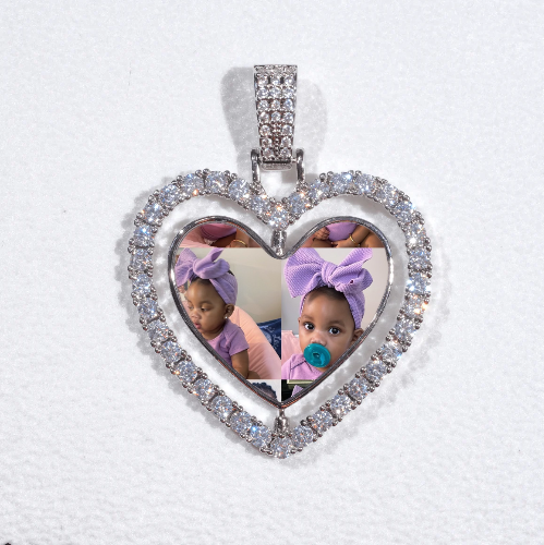 3D Spinning 2-Faced Heart Custom Picture Pendant