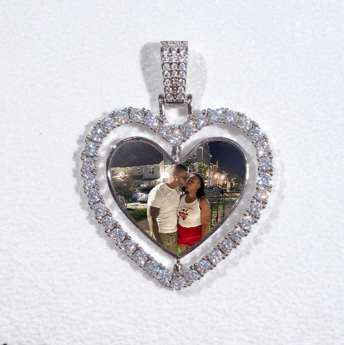 3D Spinning 2-Faced Heart Custom Picture Pendant