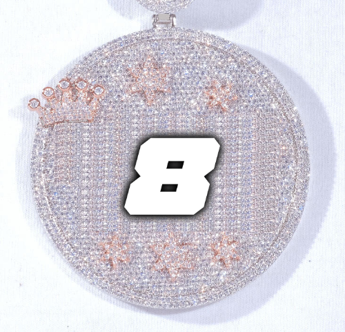 CUSTOM LETTER NECKLACE 3D BIG CROWN DISC