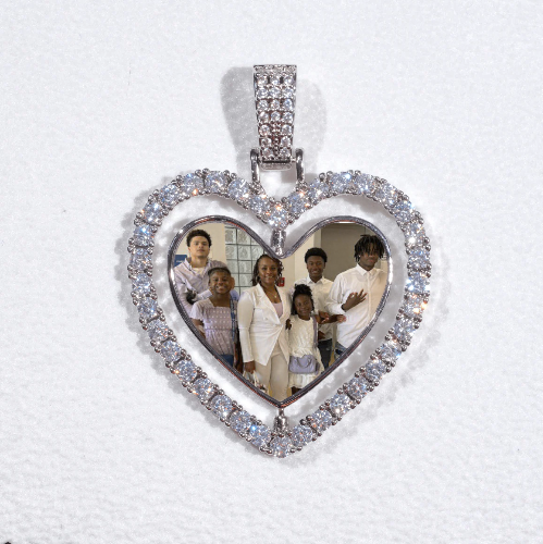 3D Spinning 2-Faced Heart Custom Picture Pendant