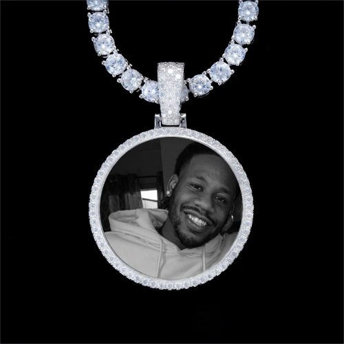 925S & VVS Moissanite 3D Circle Custom Picture Pendant