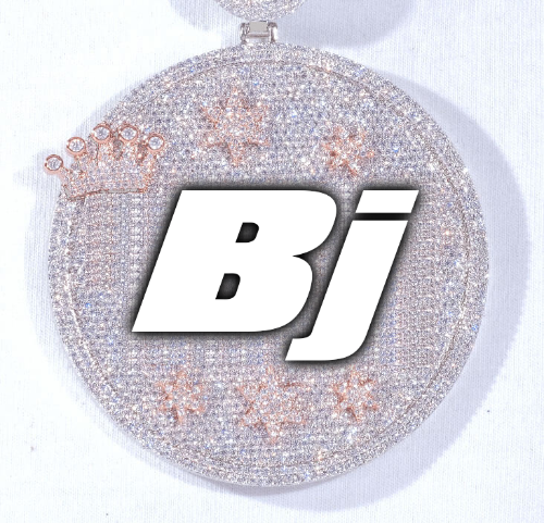 CUSTOM LETTER NECKLACE 3D BIG CROWN DISC