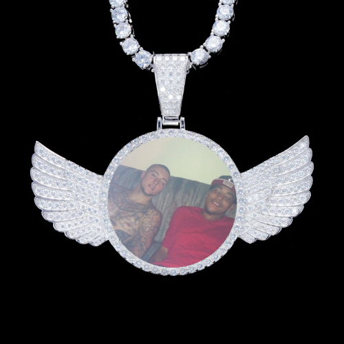 925S & VVS Moissanite 3D Wing Custom Picture Pendant