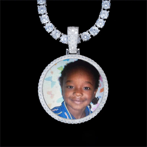 925S & VVS Moissanite 3D Circle Custom Picture Pendant