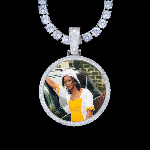 925S & VVS Moissanite 3D Circle Custom Picture Pendant